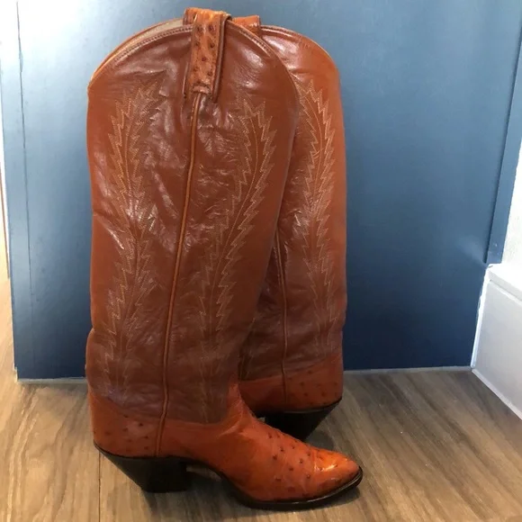 Larry Mahan Vintage Western Full Quill Ostrich Boots - Picture 10 of 15